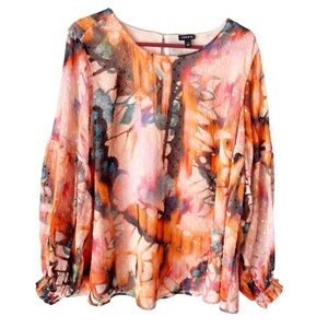 Torrid Top Women's 1X Clip Dot Blouse Bufferfly Watercolor Fairy Ethereal